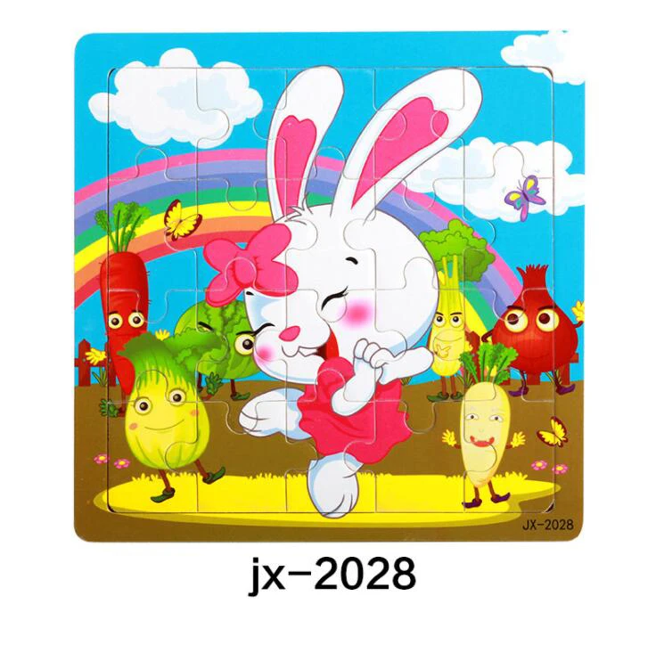 jx-2028 Детские игрушки деревянные 3d головоломки мультфильм животных интеллект Дети образовательный мозговой тизер детская танграмма формы обучающий пазл игрушка - Цвет: jx-2028