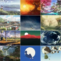 5d diy diamond painting cartoon pictures full round square drill anime landscape mosaic embroidery home decoration handmade gift
