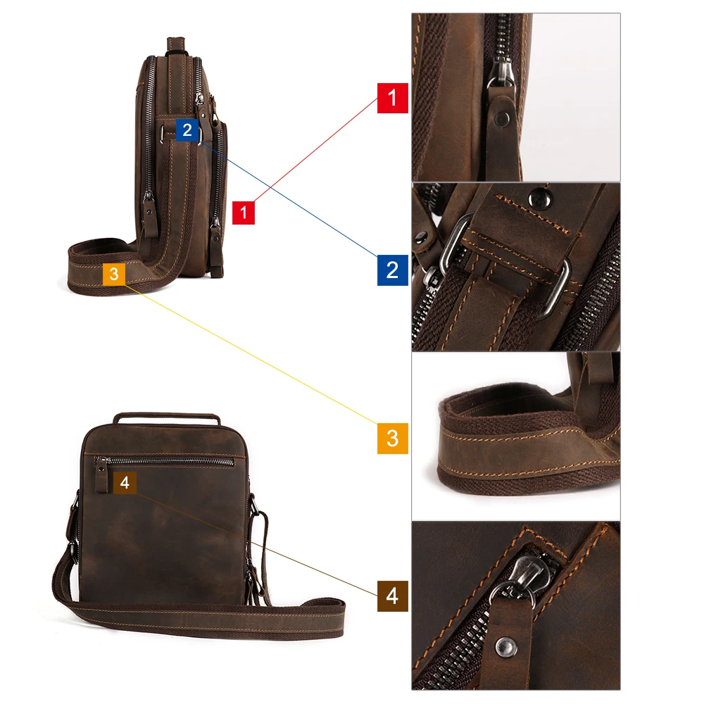 Мужская сумка мессенджер JOYIR винтажная через плечо из натуральной кожи Crazy Horse 2019|