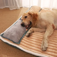 soft dog sofa bed anti bite pet mattress with pillow household winter warm dog kennel plush cat sleeping pad memory foam mat
