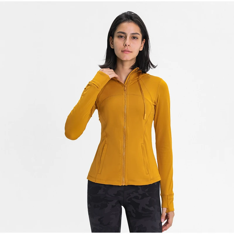 

Lulu Hooded Slim Nude Waist Casual Jacket Yoga Breathable Cloth Morning Running Shirts