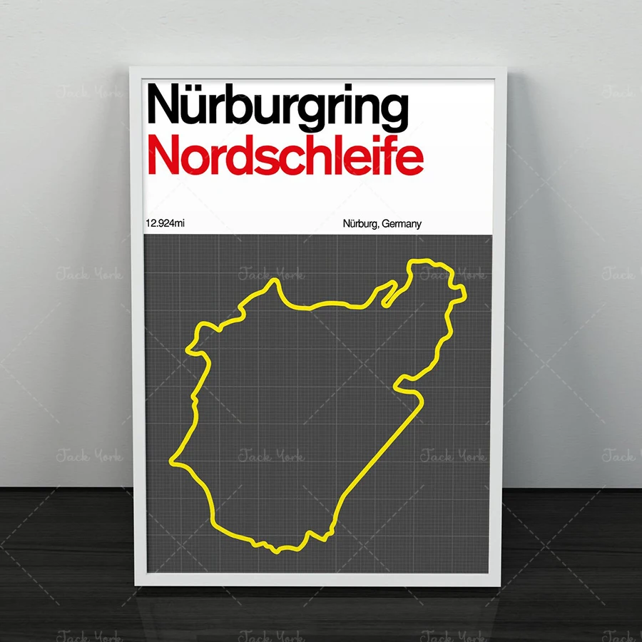 Nürburgring Nordschleife Racing Circuit печать гоночная трасса плакат Германии