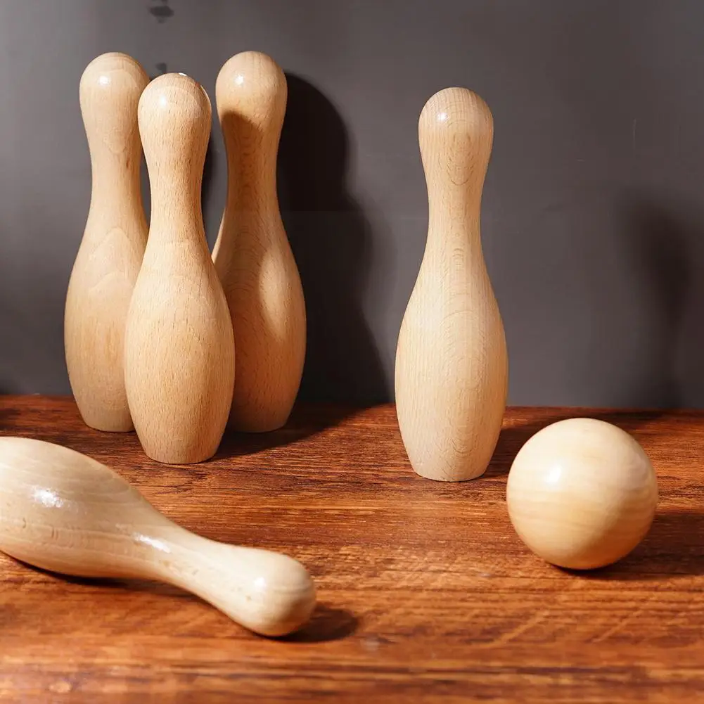 

1Set Wooden Bowling Ball Toy Set Leisure Sports Entertainment Kids Outdoor For Children Fun Set Christmas Gift Halloween K8I5