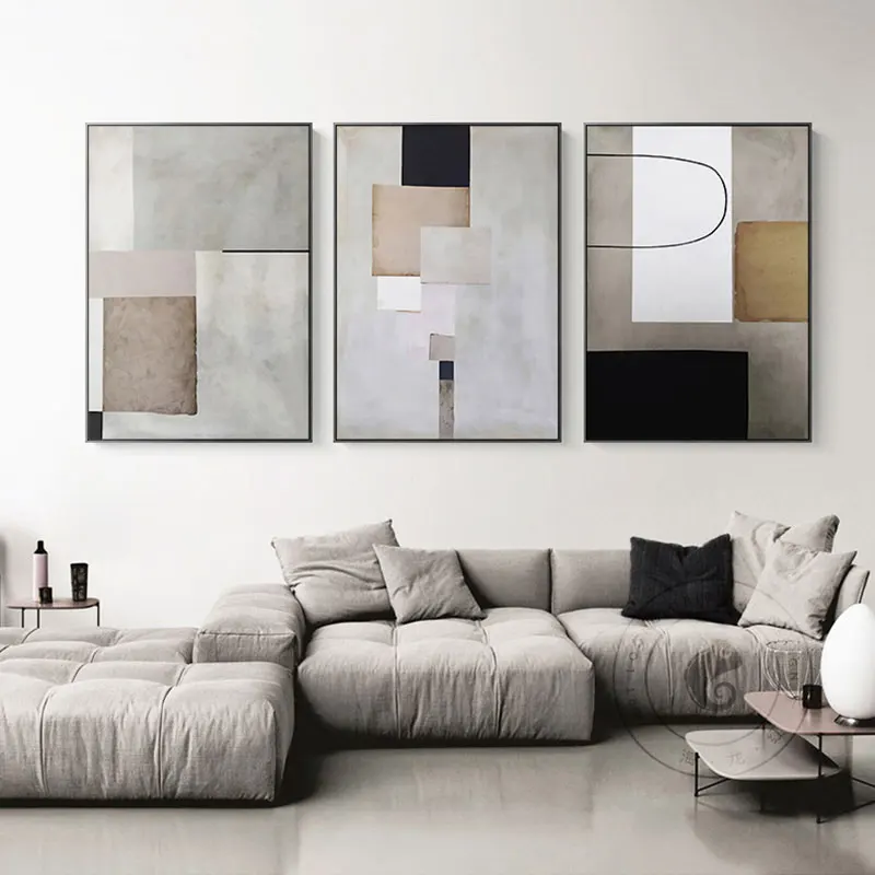 

Modern Geometric Abstract Painting Industrial Style Canvas Poster Print Minimalist Wall Art Pictures for Living Room Home Decor