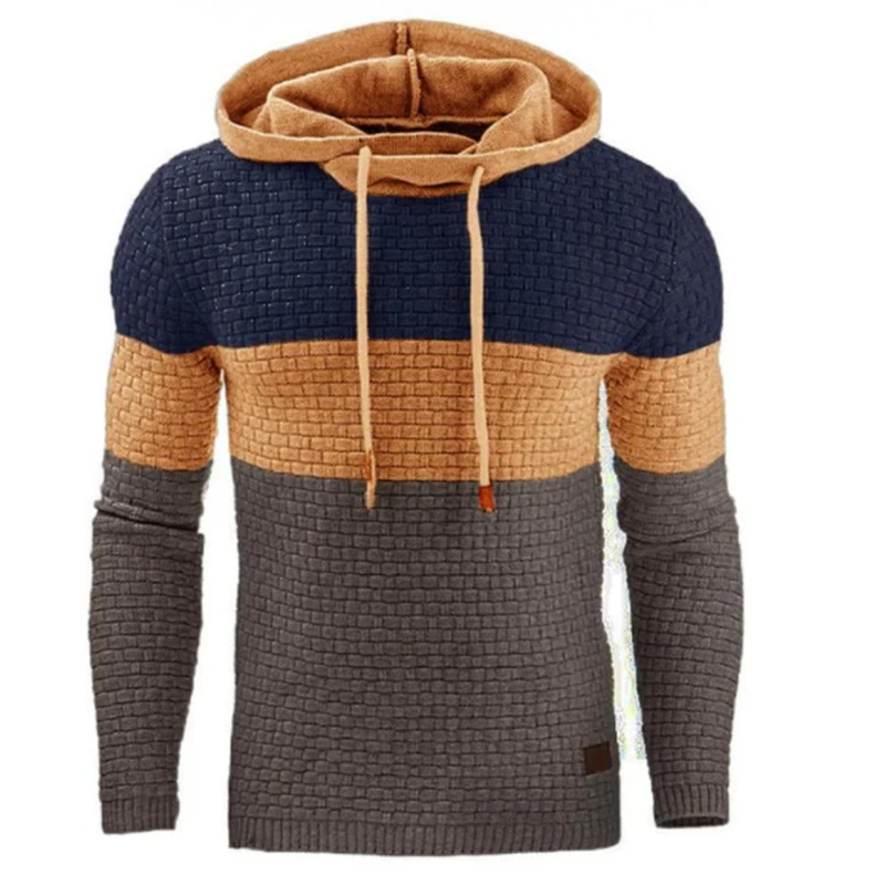 

Striped Splicing Long Sleeve Hoodie Men Autumn Winter Sweatshirts Casual Pullover Streetwear Fashion New Men's Hooded Clothes