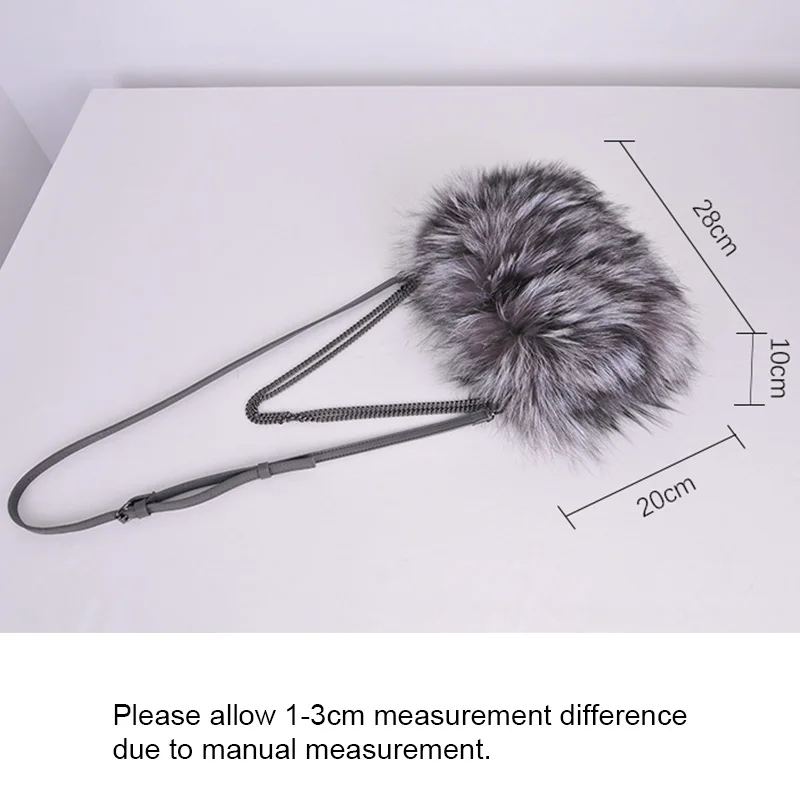 

2021 New Arrival Real Fox Fur Handbag For Ladies Packet Fashion Style Furry Bag Shoulder Messenger Bag S8807