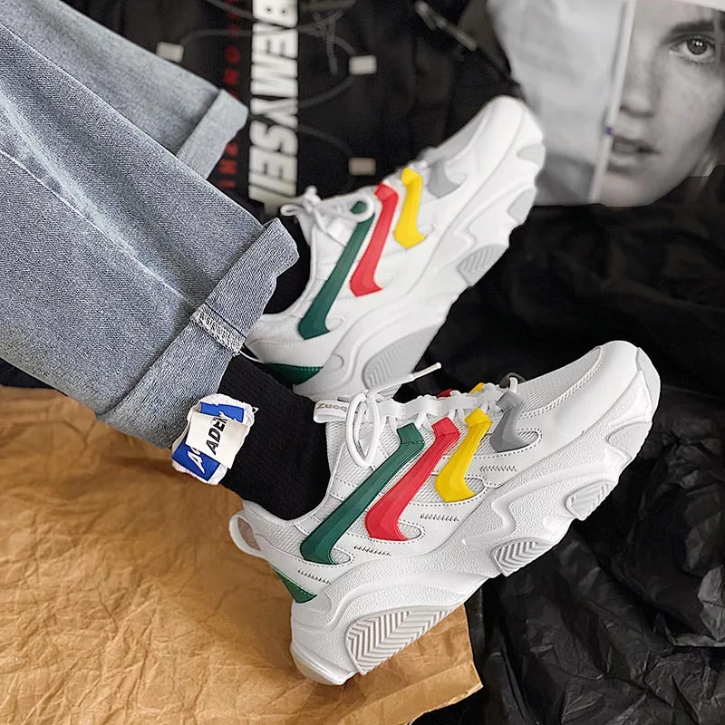 

Мужские кроссовки на плоской подошве, белые кроссовки для бега и туризма, весна 2021