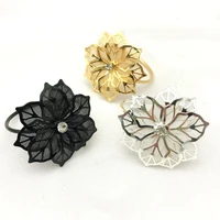 6pcs metal flower design napkin rings hotel restaurant wedding party west dinner table towel holders decoration holiday supplies