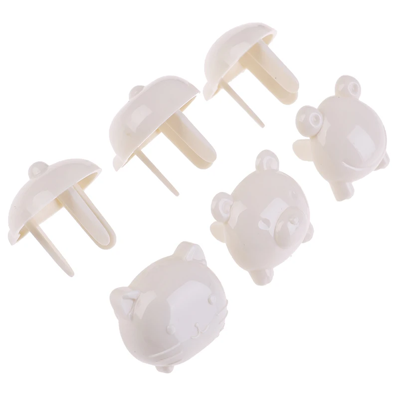 

6Pcs Cute Animals Children Electrical Safety Protective Socket Cover Caps 2/3 Phase Baby Security Product Sets Euro standard