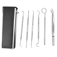 6pcs stainless steel dental tool set mirror scaler forcep oral care kits
