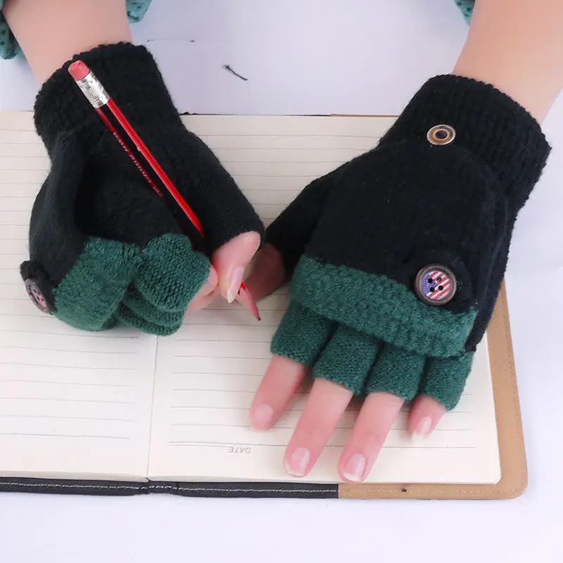 

10-16 Years Old Winter Fingerless Gloves Kids Cute Star Warm Soft Knitted Mittens Girls Boys Indoor and Outdoor Sports