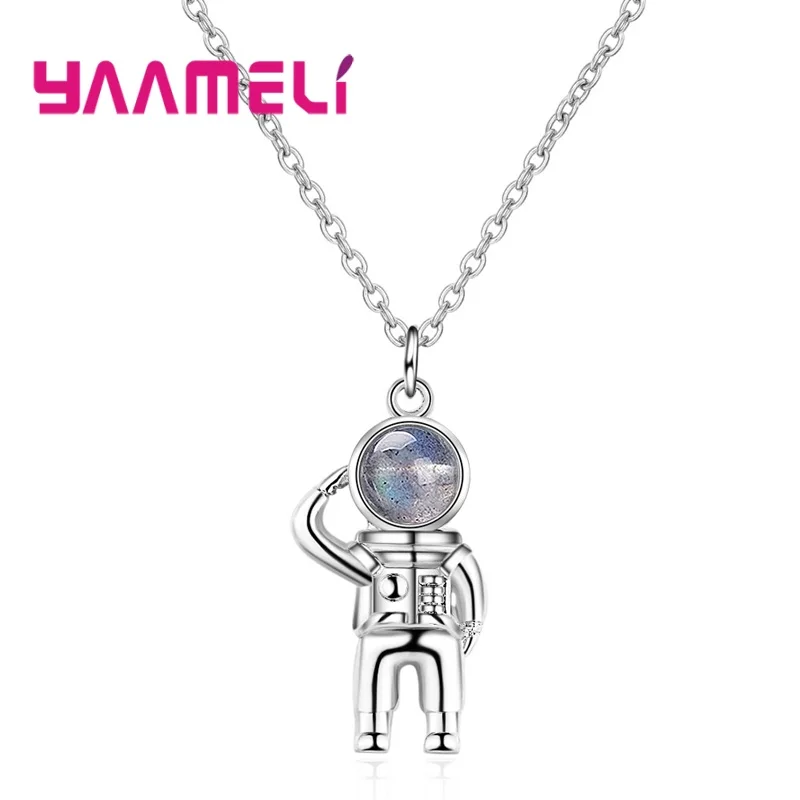 Креативное ожерелье с подвеской в виде астронавта из серебра 925 пробы для мужчин