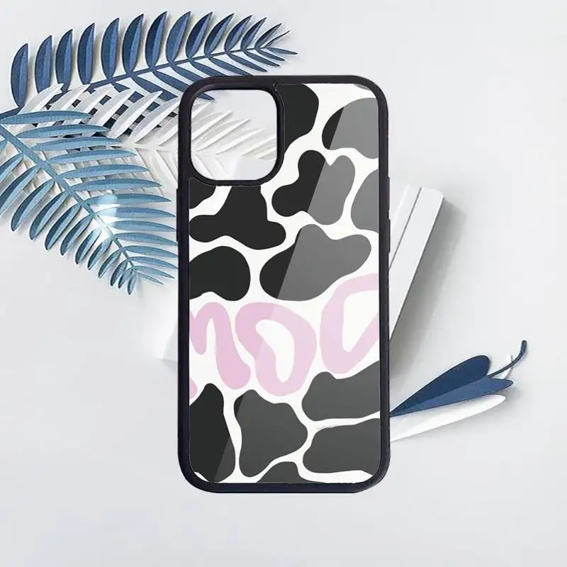 

Cow Print Black White Phone Case for iPhone 11 12 pro XS MAX 8 7 6 6S Plus X 5S SE 2020 XR Hard PC