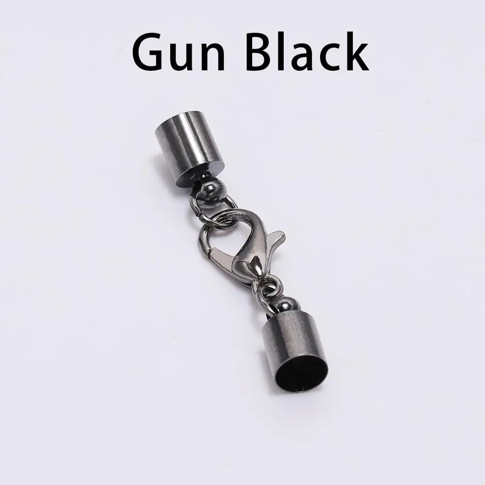 Gun Black 10 шт./лот кисточки колпачки кожаный шнур Конец Обжимной Шарик Омаров застежки Разъемы для DIY ожерелье ювелирных изделий фурнитура Аксессуары - Цвет: Gun Black