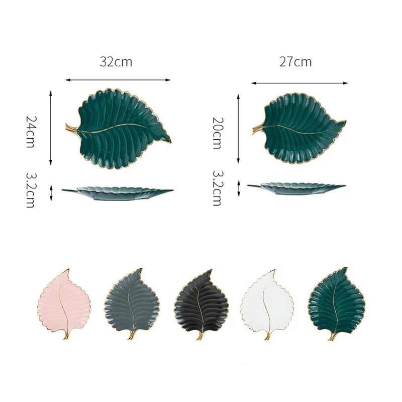 

Nordic Ceramics Phnom Penh Leaf Tray Kitchen Dessert Fruit Plate Jewelry Makeup Organizer Decorative Ornaments