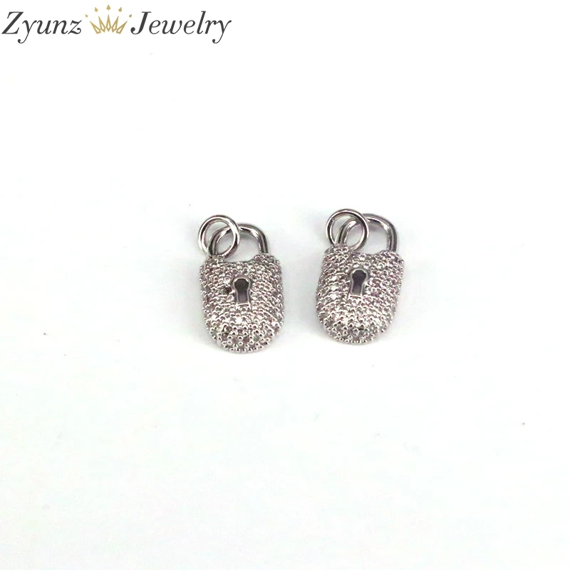 

10PCS, CZ Micro Pave Padlock Crystal Pendants DIY Jewelry Making Fashion Charms Pendants for Necklace Bracelet Jewelry Making