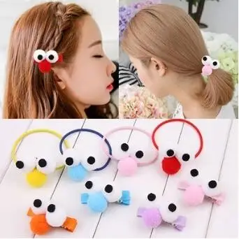 

200pcs/lot DIY Multi Plush Simple Cartoon Animal Hair Clips Stereoscopic Eyes Rubber Bands Hair Styling Tools Accessories HA896