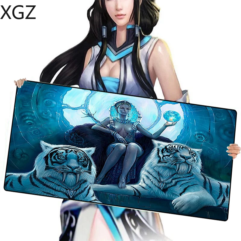 Большой коврик для мыши XGZ с аниме черный шов сексуальная королева тигр