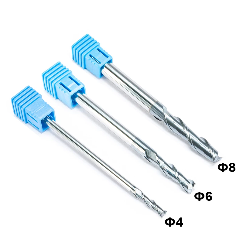 3 шт. концевые фрезы твердосплавные 4 мм 6 8 длиной 100 Инструмент 2 Флейта плоский