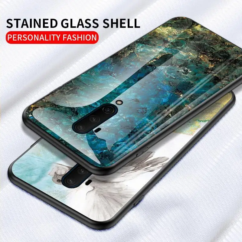 Luxury Marble Hard Tempered Glass Protective Back Cover Case for Oneplus 7T Pro Oneplus7T 1+7T 6T 5T 6 5 For OnePlus |