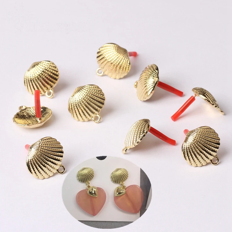 

Zinc Alloy Stud Earrings Golden Conch Shell Earrings Connector 17mm 6pcs/lot For DIY Drop Earrings Jewelry Making Accessories