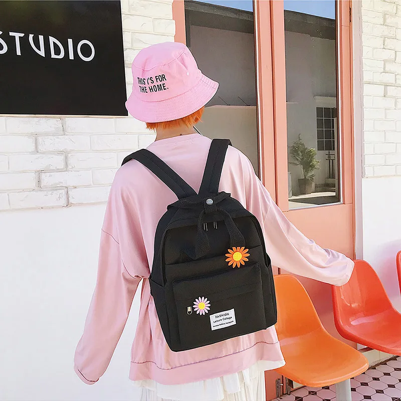 Южная Корея прекрасный ins мягкая сумка женский студенческий японский Harajuku рюкзак с подсолнухами маленький свежий ulzzang фиолетовый рюкзак