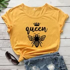 Футболка женская с коротким рукавом, милая рубашка из чистого хлопка в стиле 90-х, с рисунком пчелы, подарок любимому, Топ желтого цвета
