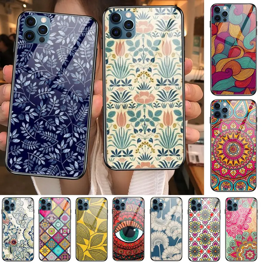 

Hot Art Flowers Banana Leaf Glass Case For iphone 13 12 11 Pro Max 12Pro XS Max XR X 7 8 Plus SE 2020 mini Case Tempered Back Co