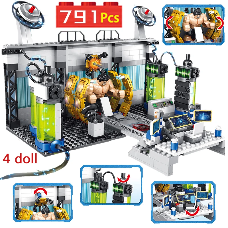 Mecha лабораторные герои мутанты сцена кирпичи строительные блоки с фигуркой гараж