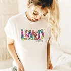 Любимым Джон 3:16 женские футболки с коротким рукавом женский христианский Графические футболки религиозная Подвеска 