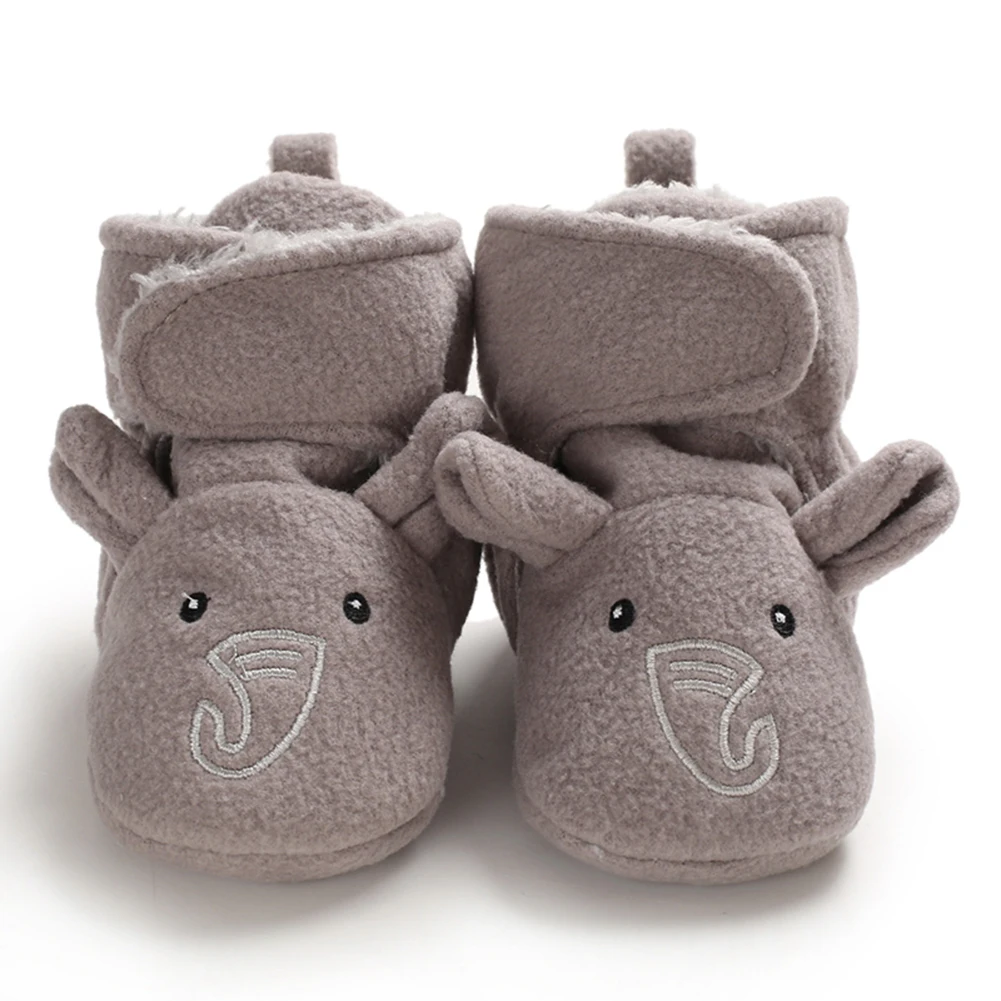 grey elephant2 Новая детская обувь, носки для мальчиков и девочек, зимние теплые ботиночки, Нескользящие, для малышей, мягкие, для новорожденных, пинетки - Цвет: grey elephant2