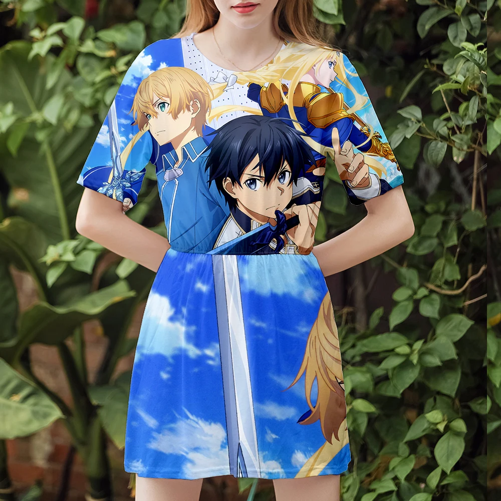 Sword Art Online платье сексуальный костюм хит продаж с коротким рукавом высокое
