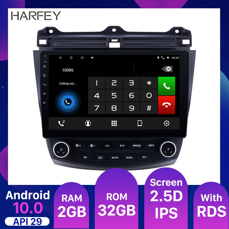 Harfey 10 1 дюймов 2DIN Android 0 сенсорный экран FM радио gps Navi для 2003 2004 2005 2006 2007 Honda Accord 7 с