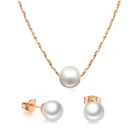 Женский комплект свадебных украшений OL, серьги и ожерелье цвета розового золота с имитацией жемчуга, ювелирные изделия на Рождество, S358