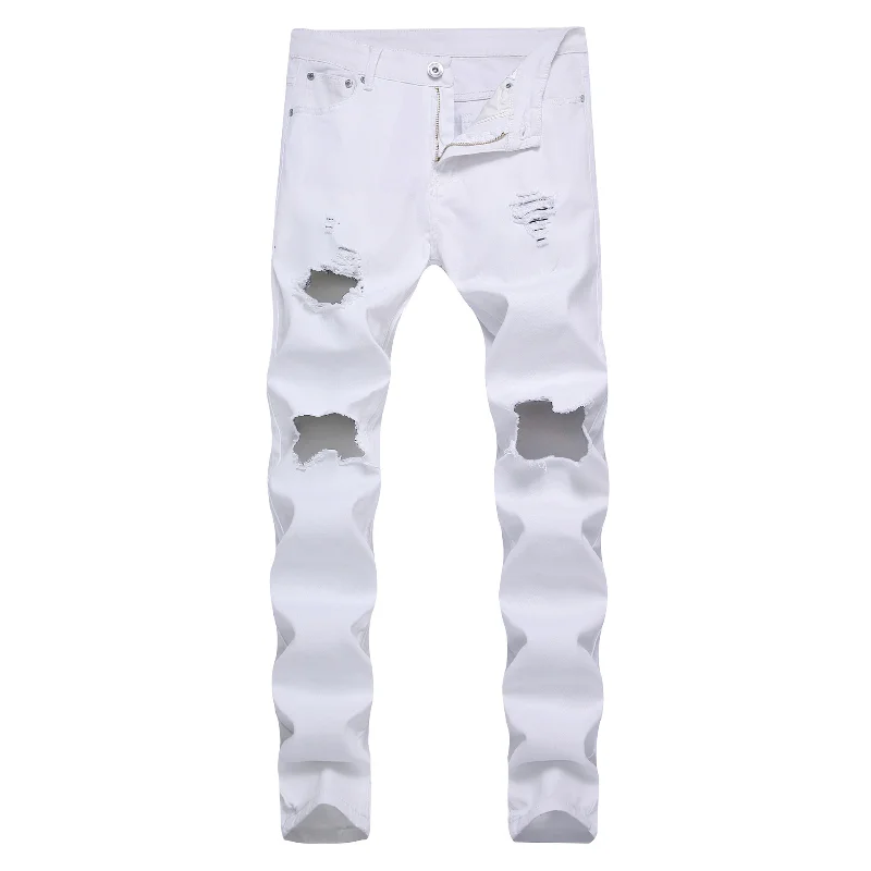 Men's Jeans with Ripped Knees Skinny Ripped Jeans Fashion Slim Hip Hop Men's Streetwear Cotton High Quality Jogging Jeans