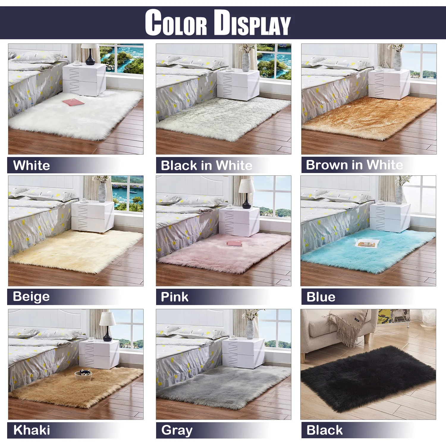 Моющиеся прямоугольные мягкие ковры 6 см длинные блестящие меховые овчины