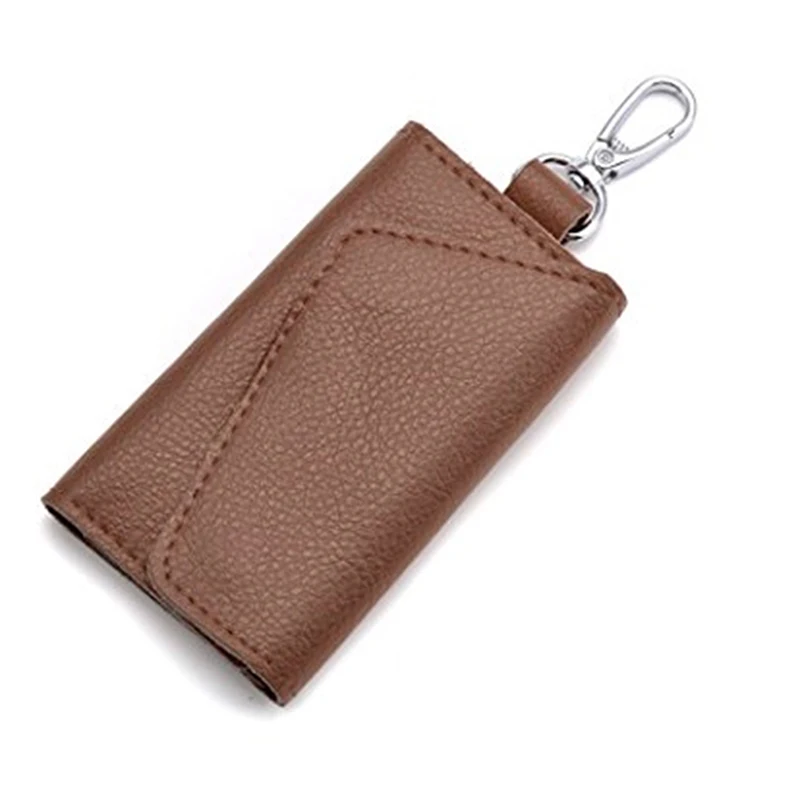 

Simple Key Holder Genuine Leather Wallet Unisex Solid Key Wallet Organizer Bag Car Housekeeper Wallet Card Holder