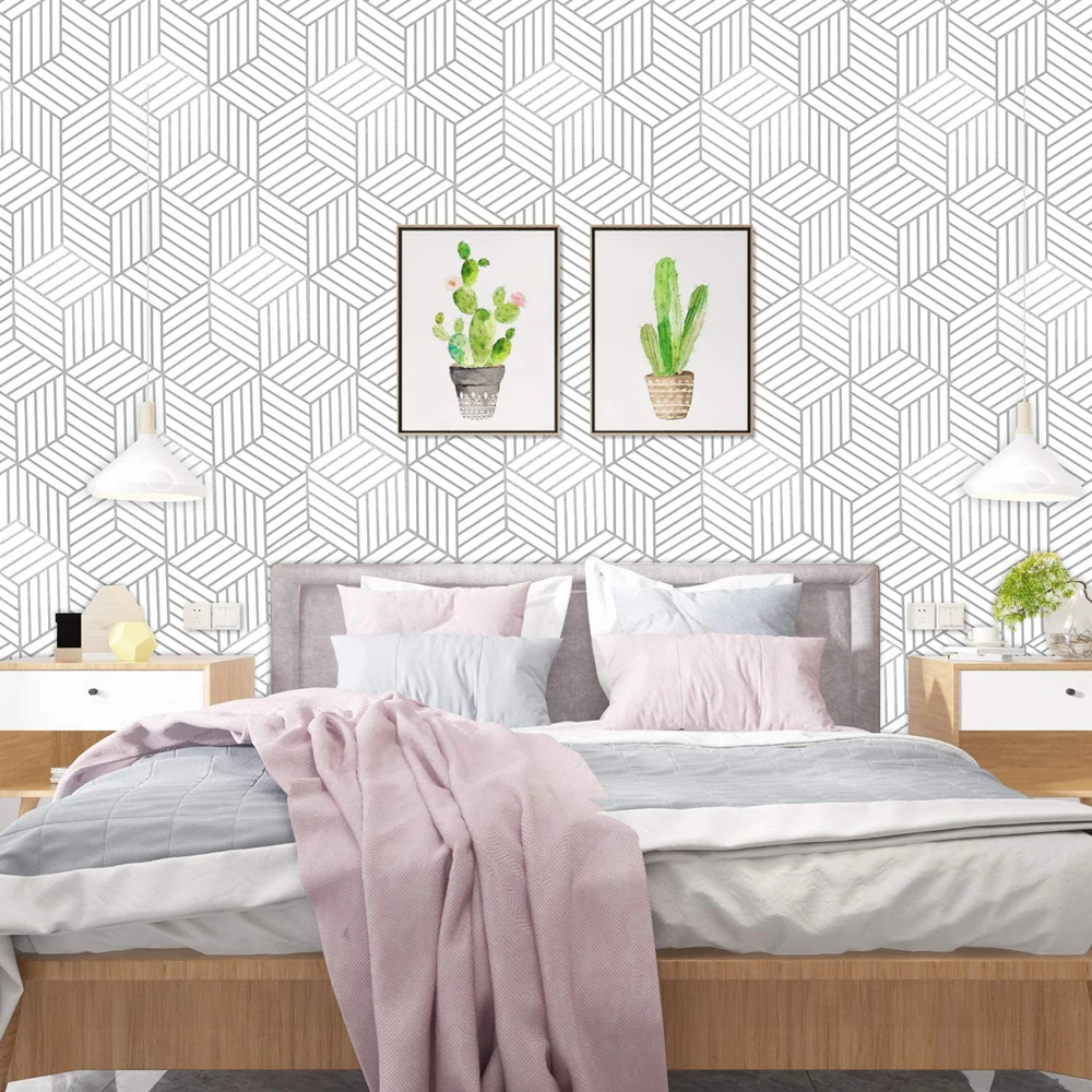 

White Weave Wallpaper Stick and Peel Modern Geometric Pattern Self Adhesive Wallpaper Removable For wall Bedroom Home Decoration