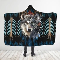 native wolf hooded blanket 3d all over printed wearable blanket for men and women adults kids fleece blanket 07
