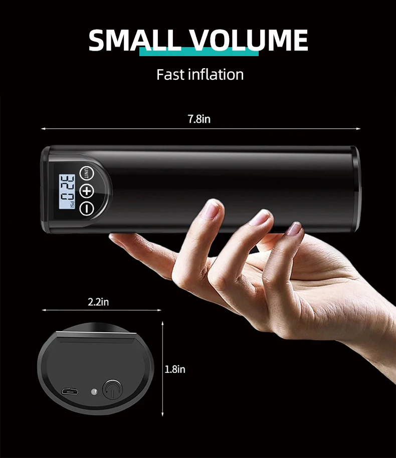 

120PSI Motorcycle Bicycle Air Compressor Cordless Handheld Inflatable Air Pump Tyre Inflator Rechargeable for Bike Motorcycle