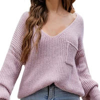 casual comfy v neck women knitted top for home pullover sweater casual comfy v neck women knitted top for home