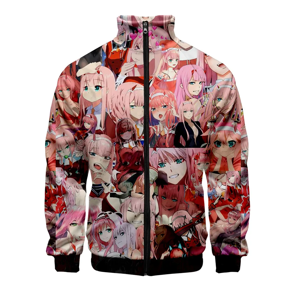

2020 Fashion Long-sleeved Jacket Clothing Hoodie 3D Printing DARLING in The FRANXX Stand Collar Zipper Men and Women Custom Full