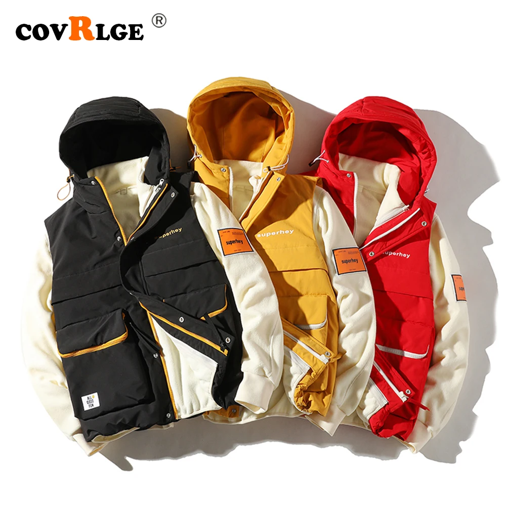 Covrlge Down Jacket Men 80 Velvet/down Jacket Two-piece Vest Men Men's Sleeveless Winter New Style Hooded Warm Down Coat MWY030