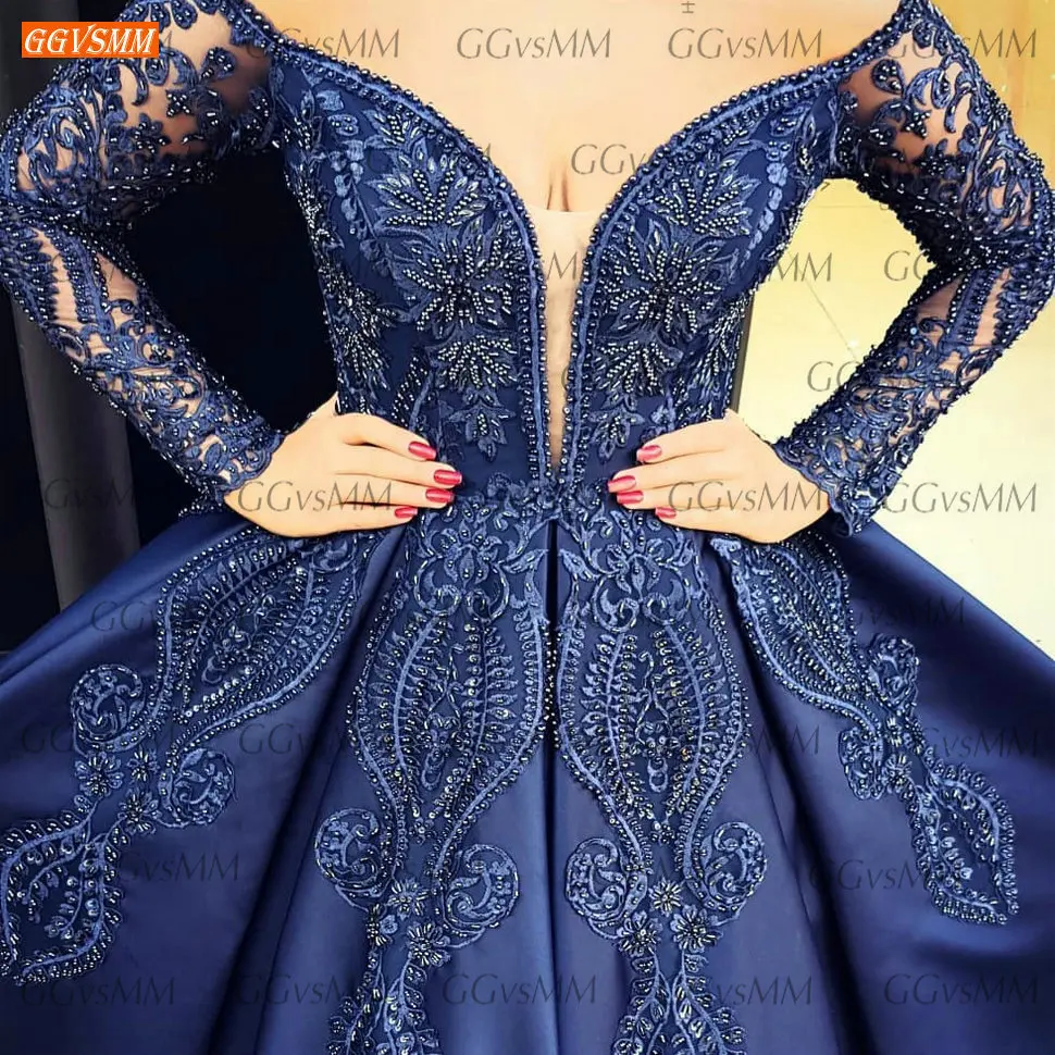 Темно-ярко-синие вечерние платья одежда с длинным рукавом 2021 платье партии