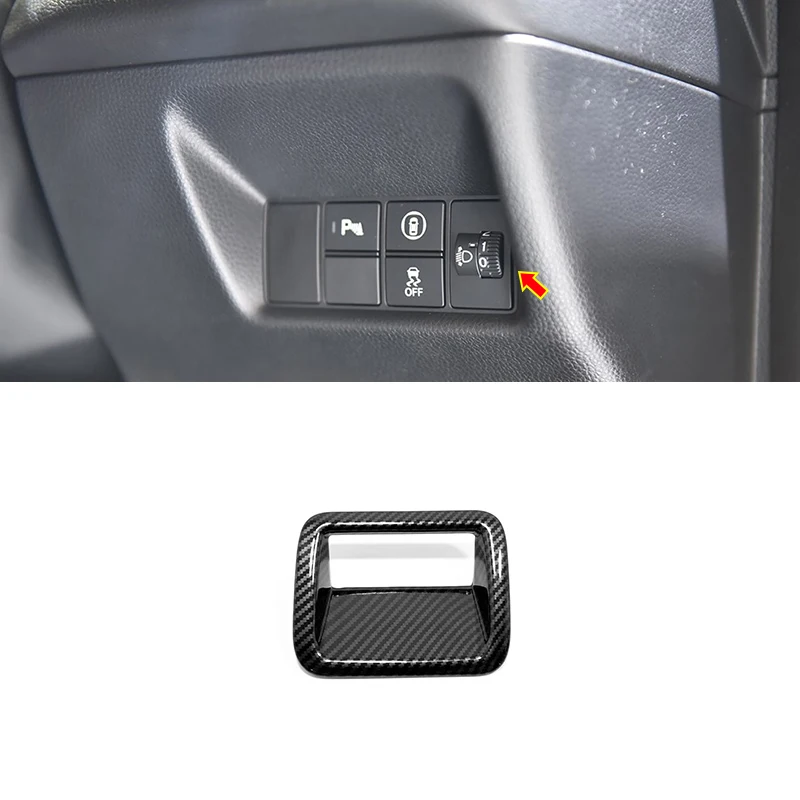 

ABS матовое/углеродное волокно для Honda Fit Jazz 2020 2021 автомобильные аксессуары Налобные фонари Регулировка переключатель рамка Крышка отделка а...