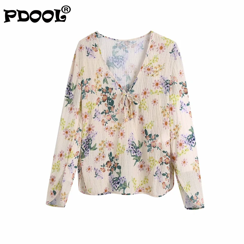 

Женская текстурированная блузка с цветочным принтом, модная винтажная рубашка с длинным рукавом и боковыми разрезами, 2021