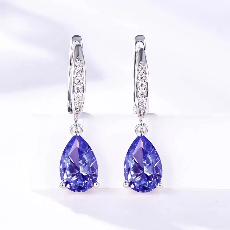 Tanzanite Куололит серьги кольца драгоценный камень Клипсы Серьги для женщин зултанит создать серебро 925 ювелирные изделия цвет Свадебные ювелирные изменить перстни из чистого серебра серьги булавки серьги - Цвет камня: Tanzanite