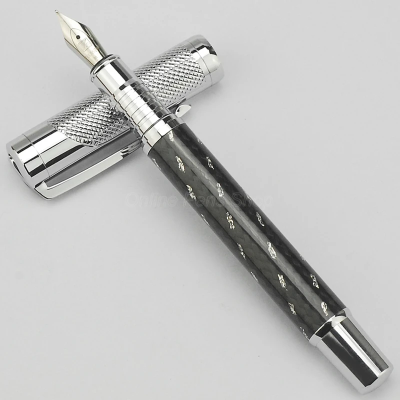 Перьевая ручка Fuliwen из углеродного волокна средний наконечник 0 7 мм желтый цвет