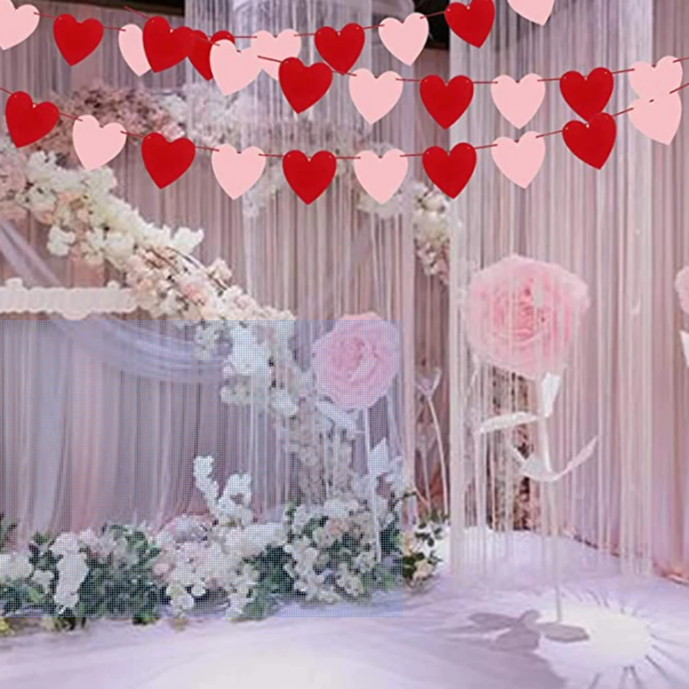 

Valentine's Day Decoration Heart-shaped Banner DIY Valentine's Day Heart-shaped Felt Garland Suitable for Valentine's Day