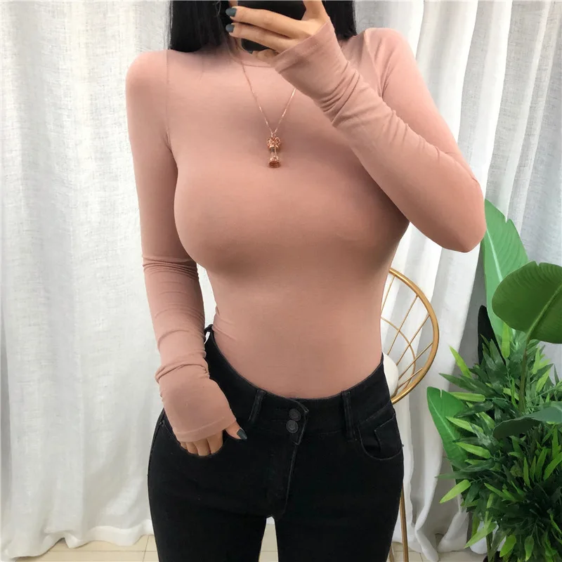 

Thin Summer Top Sexy T Shirt Women Nice Elasticity T-Shirt Korean Style Woman Clothes Slim Tshirt Female Casual Long Sleeve Tops